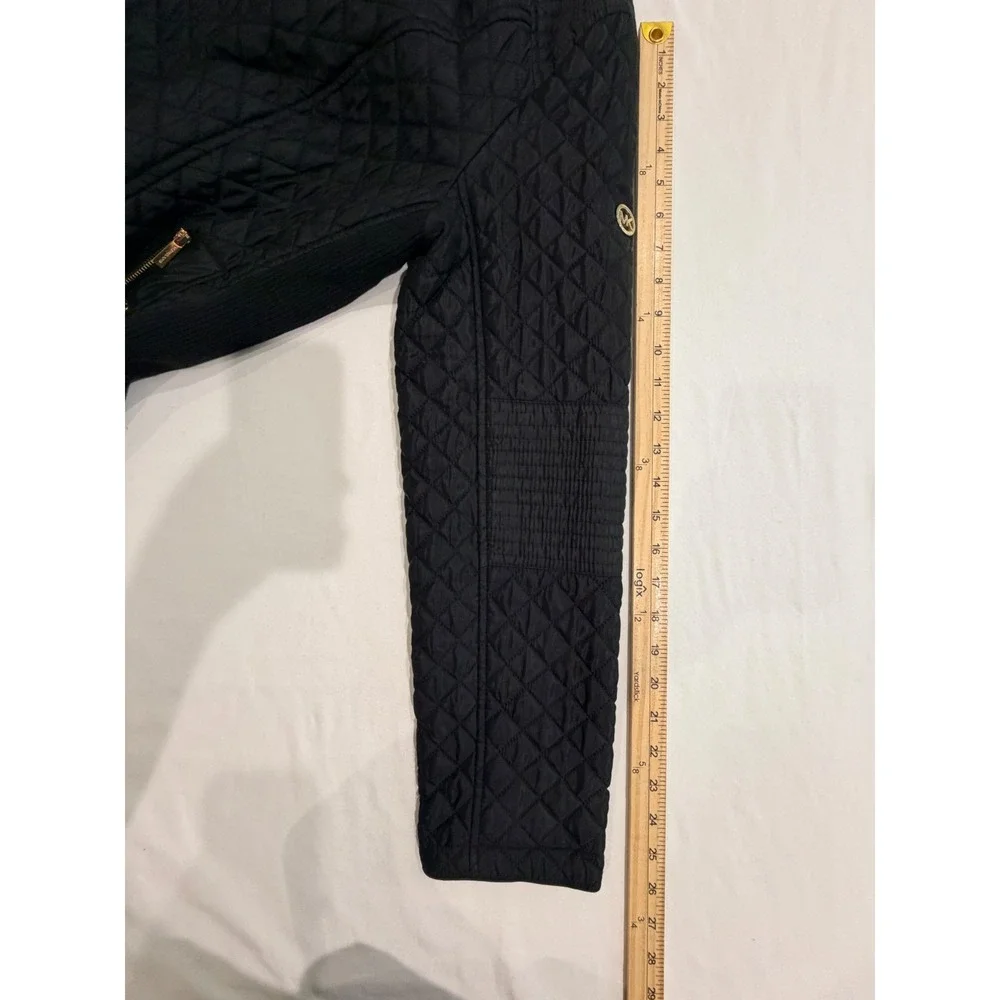 Michael Michael Kors Women's Black Quilted Zip Gold Snap Barn Fall Jacket Large